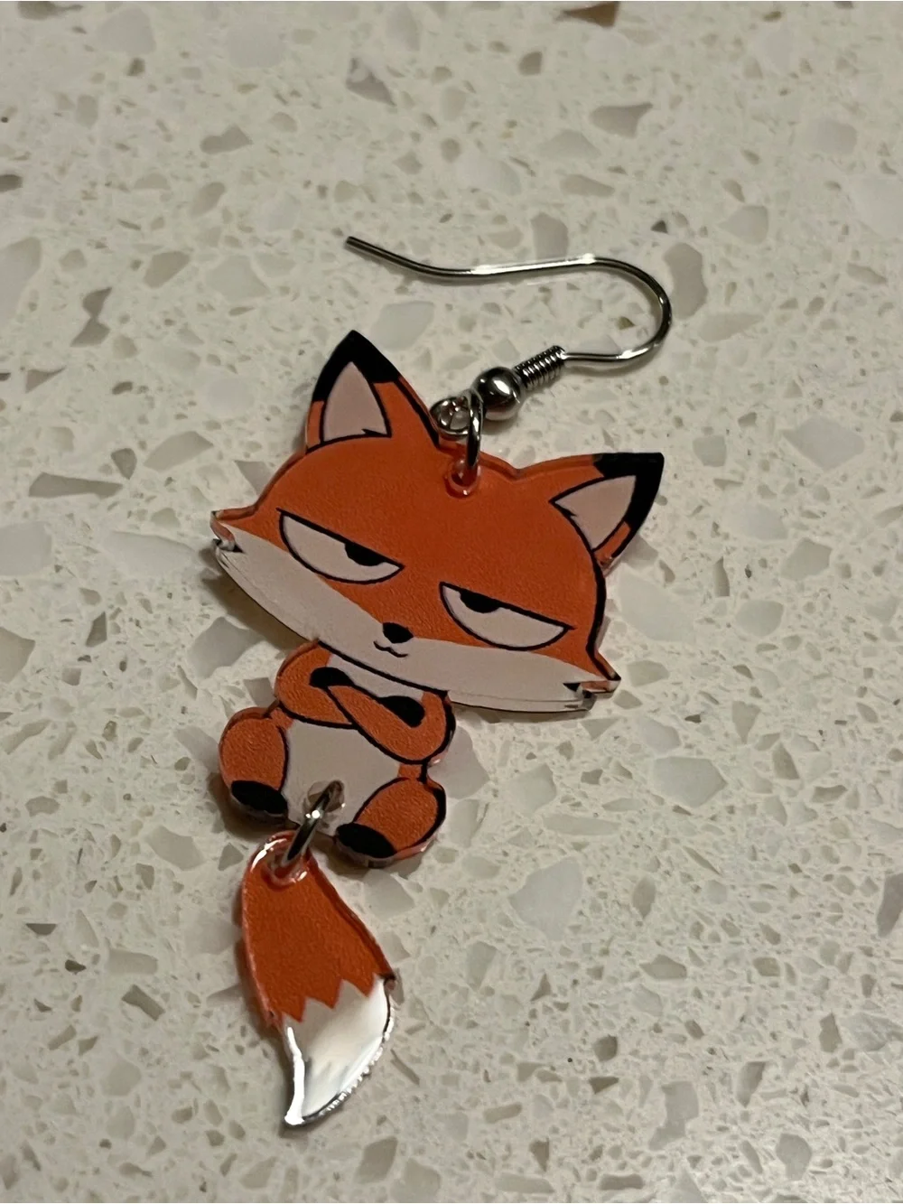 2D Flat Cartoon Fox Acrylic Pendant Earrings, Cute & Elegant Minimalist